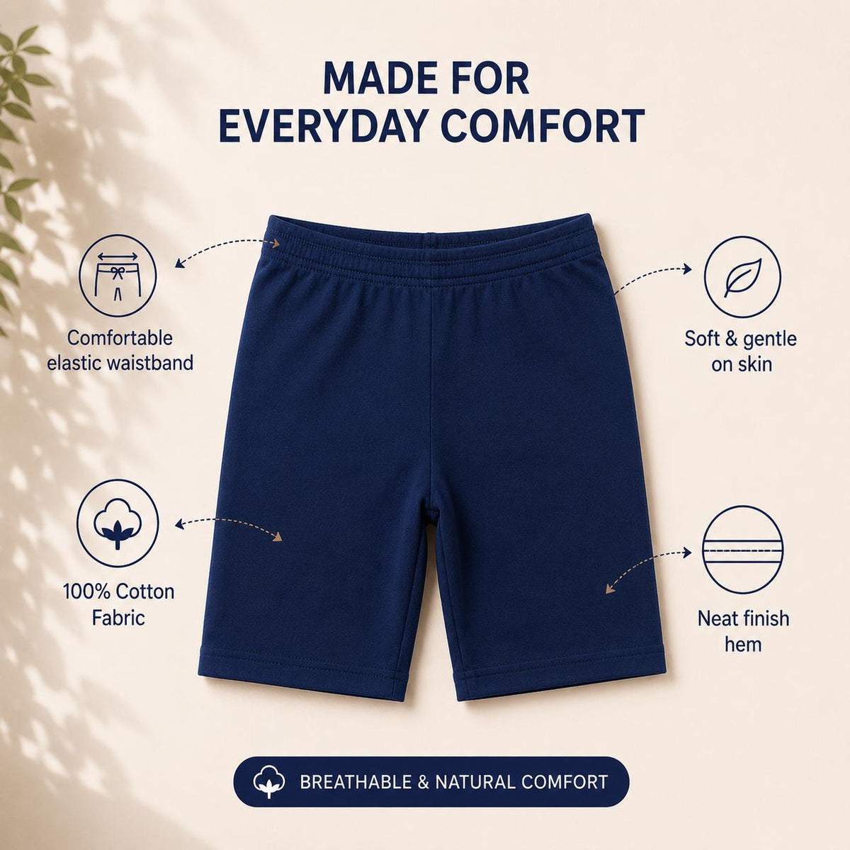 Navy Girls Cotton Cycling Short – Renova
