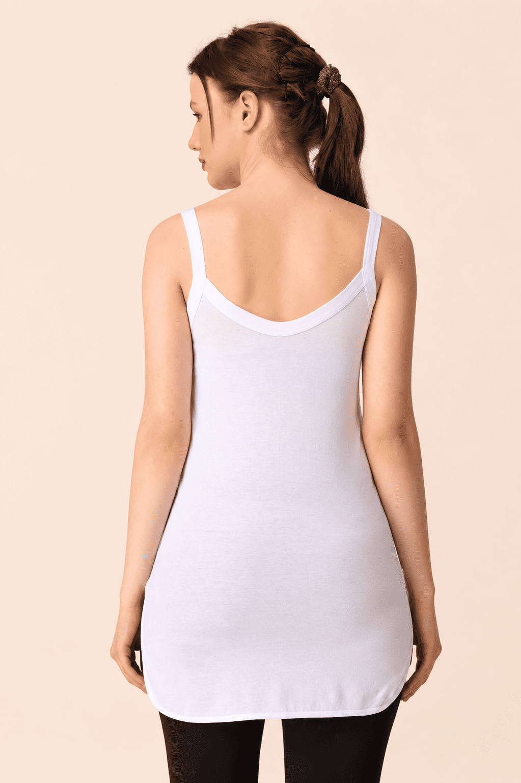 White Cotton Scoop Neck Long Camisole – Renova