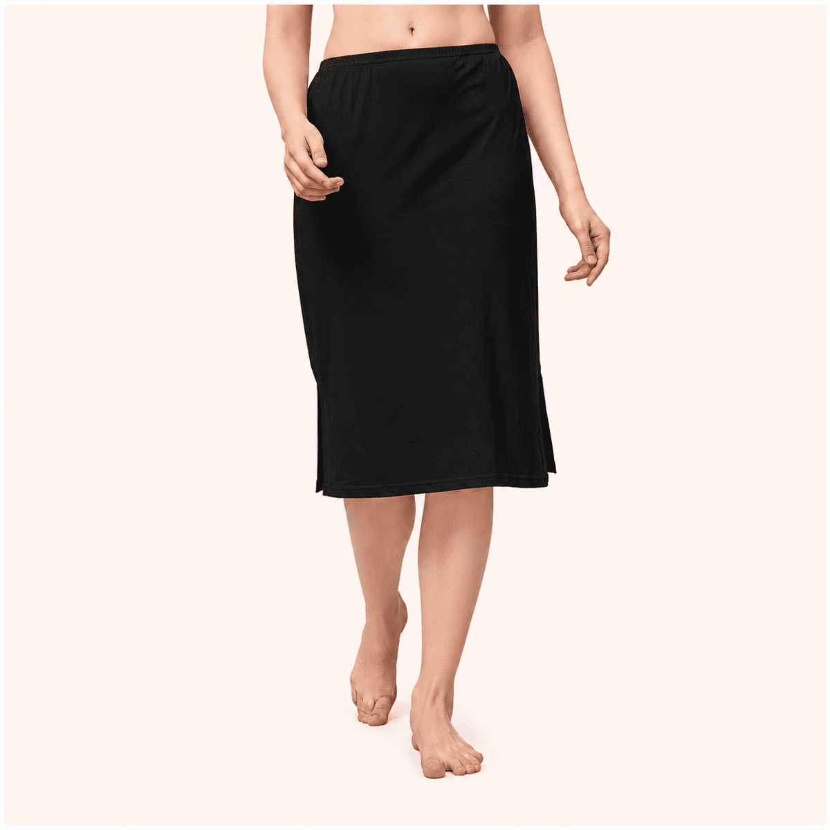 Black Cotton Inner Elastic Under Skirt Slip 26 Inch – Renova