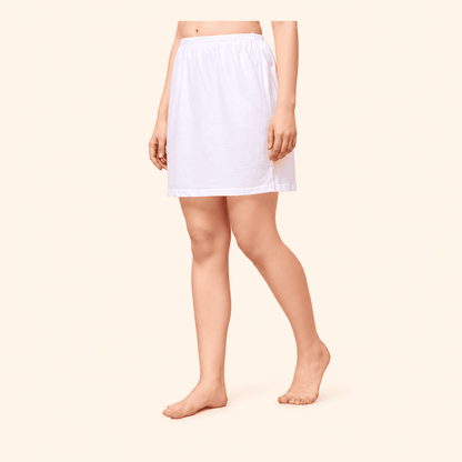 White Cotton Inner Elastic Under Skirt Slip 18 Inch – Renova