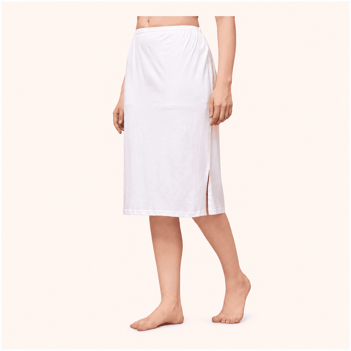 White Cotton Inner Elastic Under Skirt Slip 26 Inch – Renova