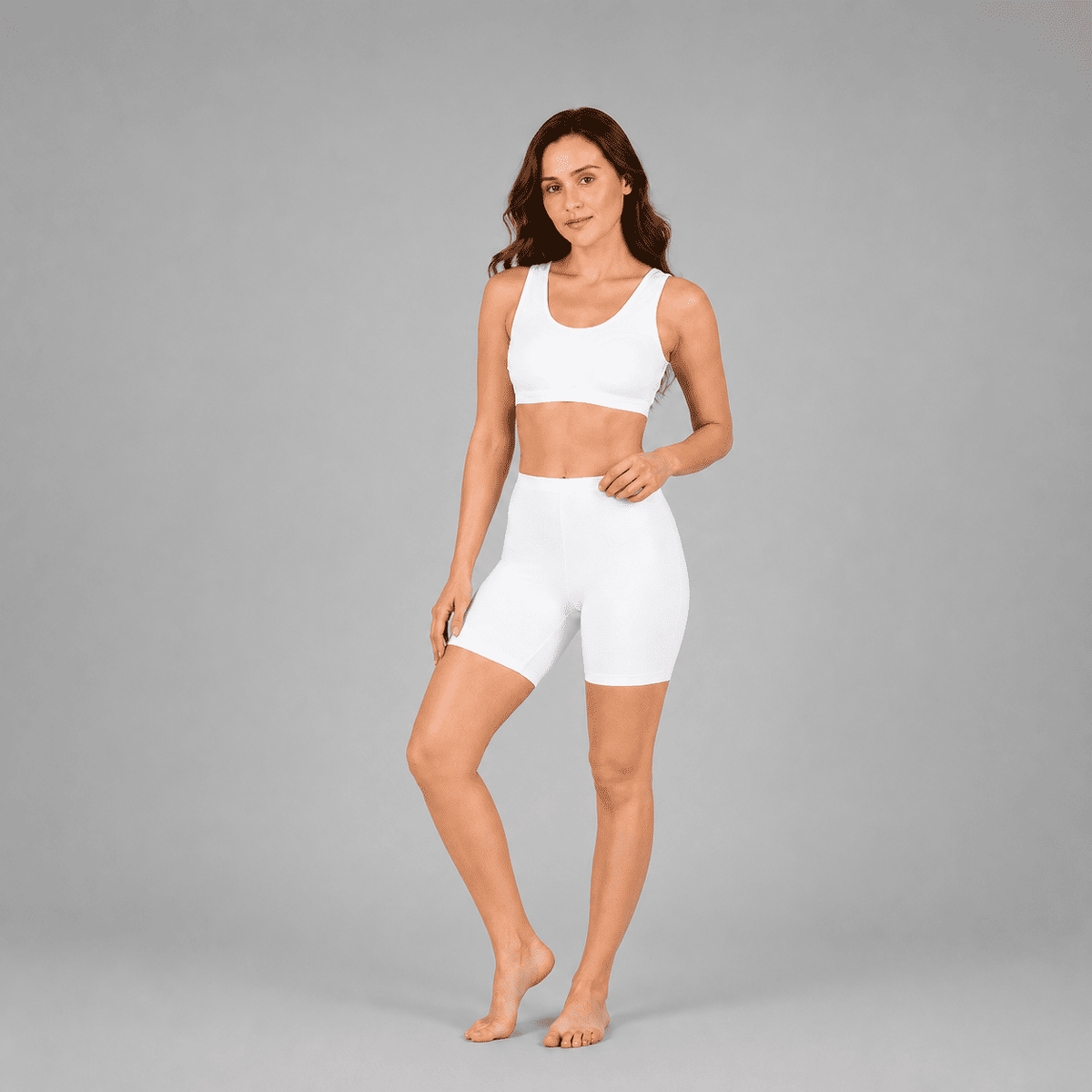 White Cotton Stretch Cycling Short – Renova