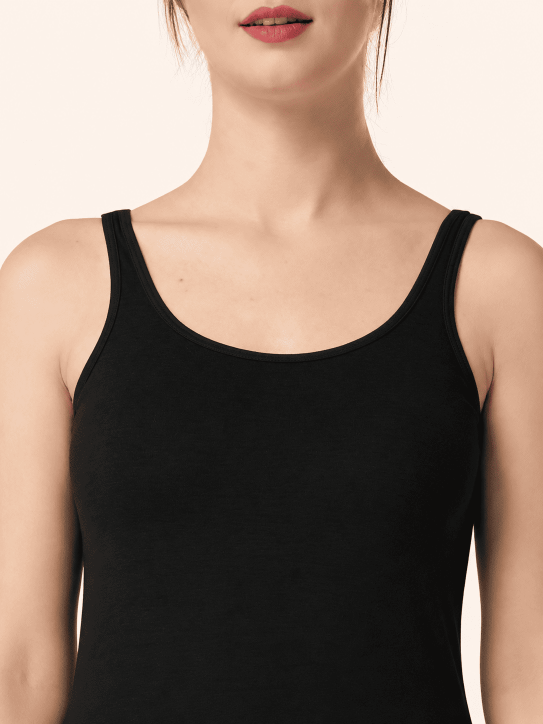 Black Cotton Broad Strap Waist Length Camisole – Renova