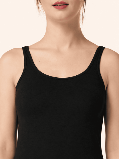 Black Cotton Broad Strap Waist Length Camisole – Renova