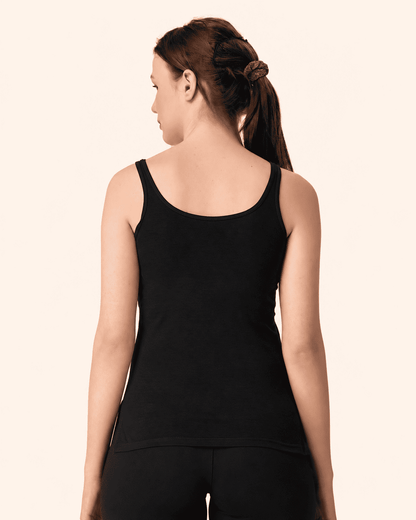 Black Cotton Broad Strap Waist Length Camisole – Renova