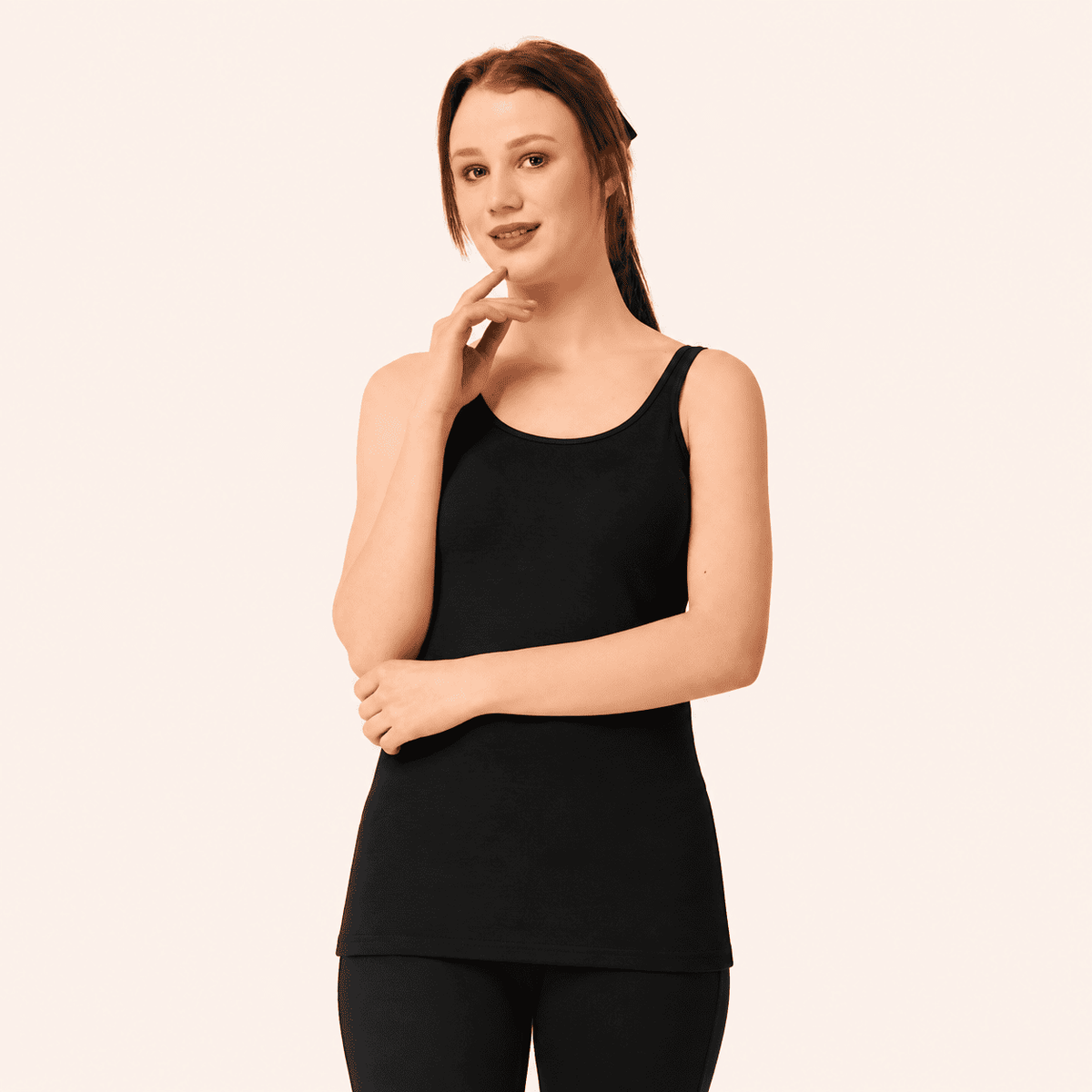 Black Cotton Broad Strap Waist Length Camisole – Renova