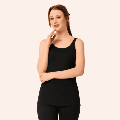 Black Cotton Broad Strap Waist Length Camisole – Renova