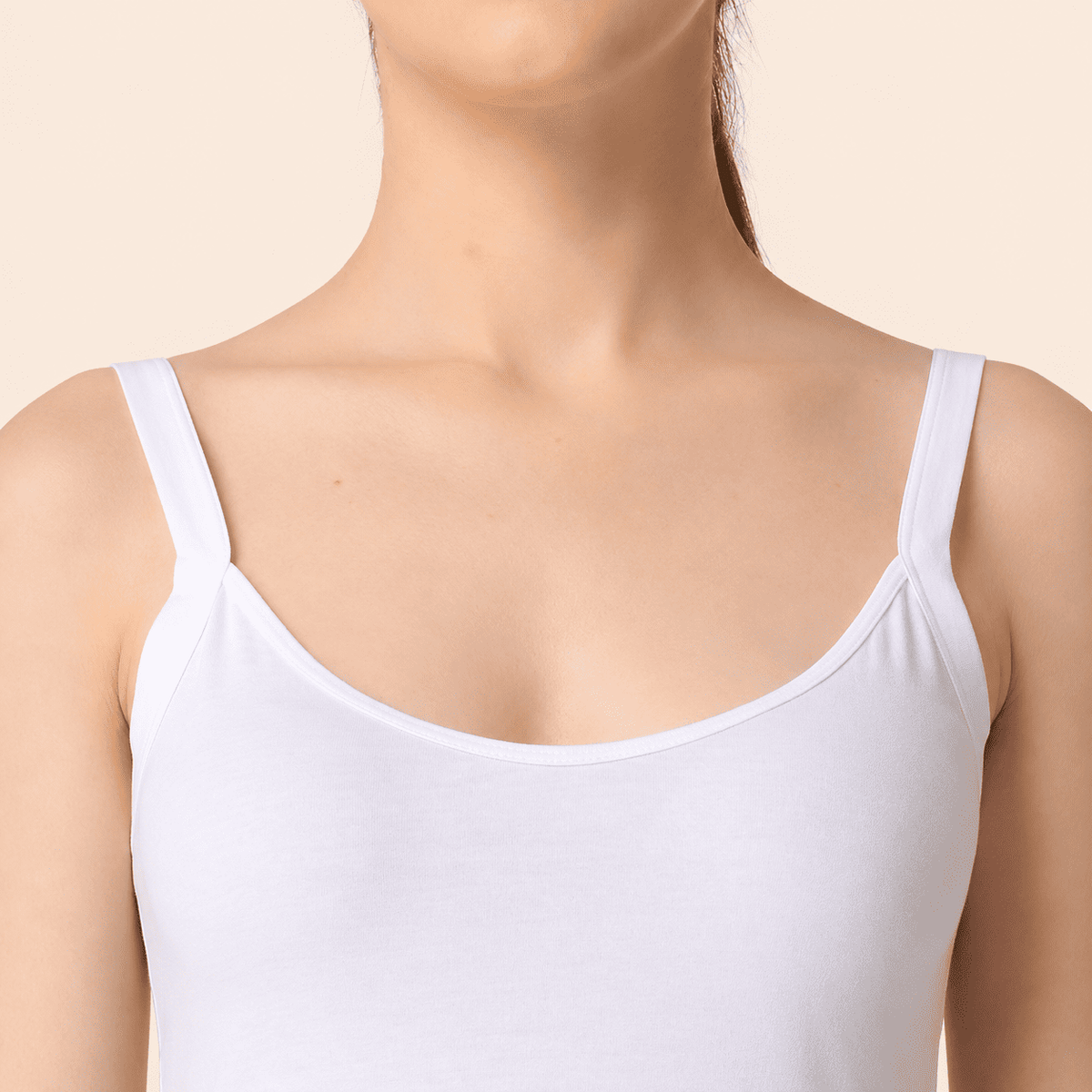 White Cotton Scoop Neck Long Camisole – Renova