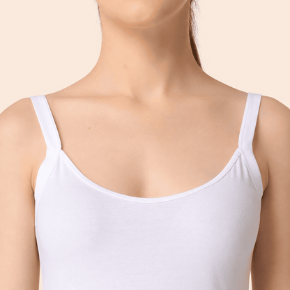 White Cotton Scoop Neck Long Camisole – Renova