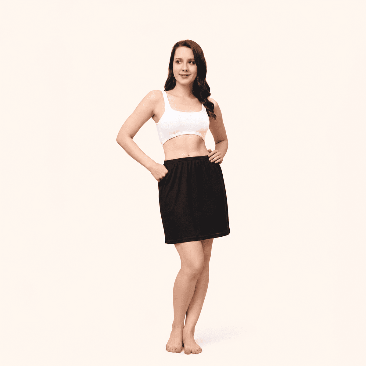 Black Cotton Inner Elastic Under Skirt Slip 18 Inch – Renova