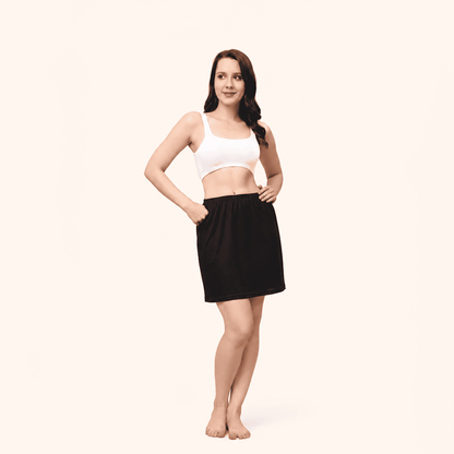 Black Cotton Inner Elastic Under Skirt Slip 18 Inch – Renova