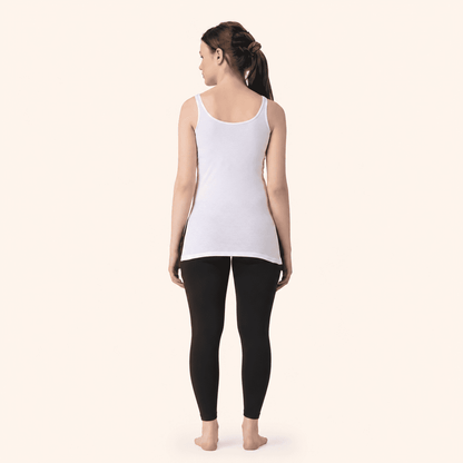 White Cotton Broad Strap Waist Length Camisole – Renova