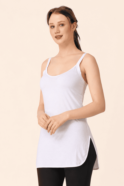 White Cotton Scoop Neck Long Camisole – Renova