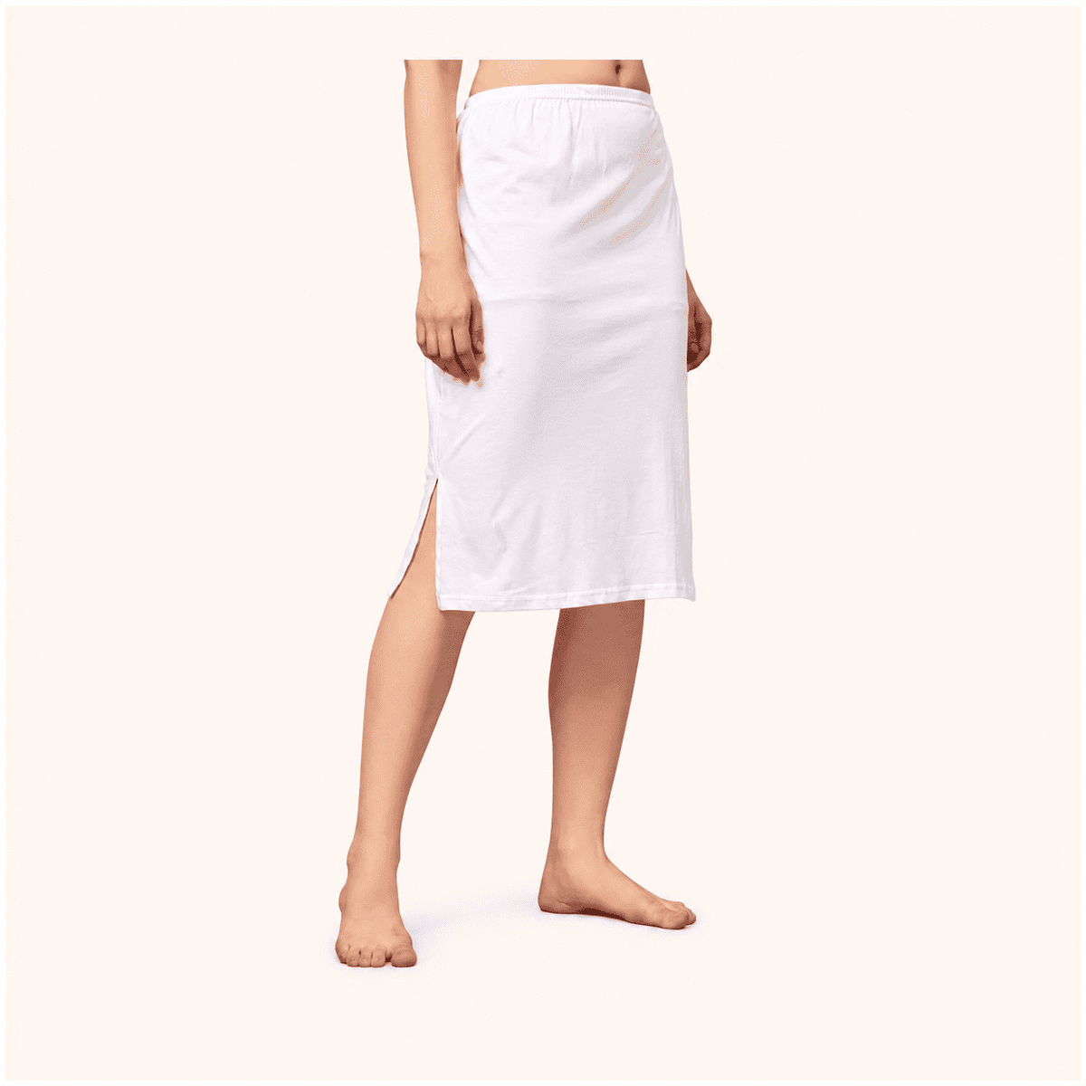 White Cotton Inner Elastic Under Skirt Slip 26 Inch – Renova