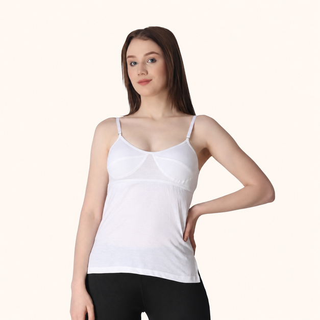 White Cotton Adjustable Bra Camisole – Renova