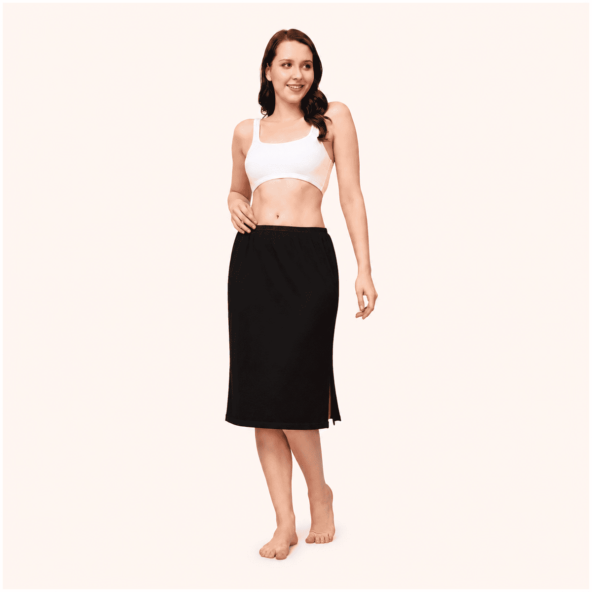 Black Cotton Inner Elastic Under Skirt Slip 26 Inch – Renova