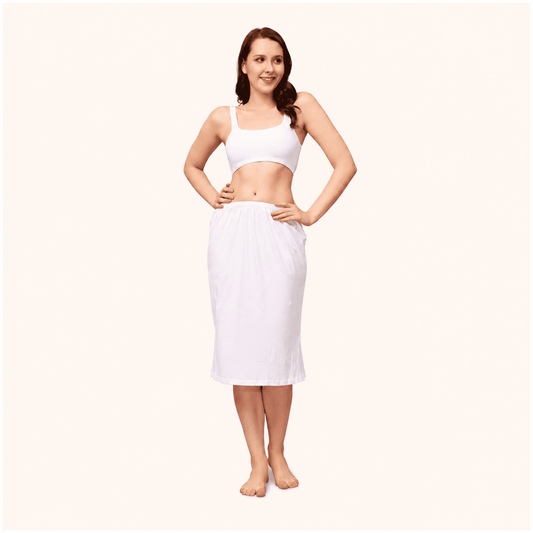 White Cotton Inner Elastic Under Skirt Slip 26 Inch – Renova