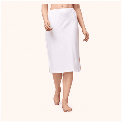 White Cotton Inner Elastic Under Skirt Slip 26 Inch – Renova