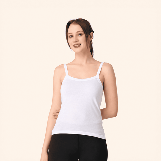 White Cotton Broad Strap Camisole – Renova