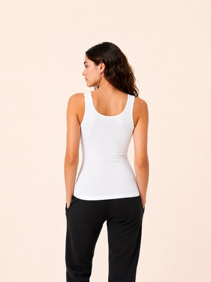 White Cotton Stretch Basic Tank Top – Renova
