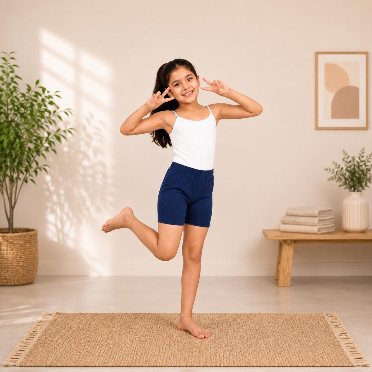 Navy Girls Cotton Stretch Cycling Short – Renova