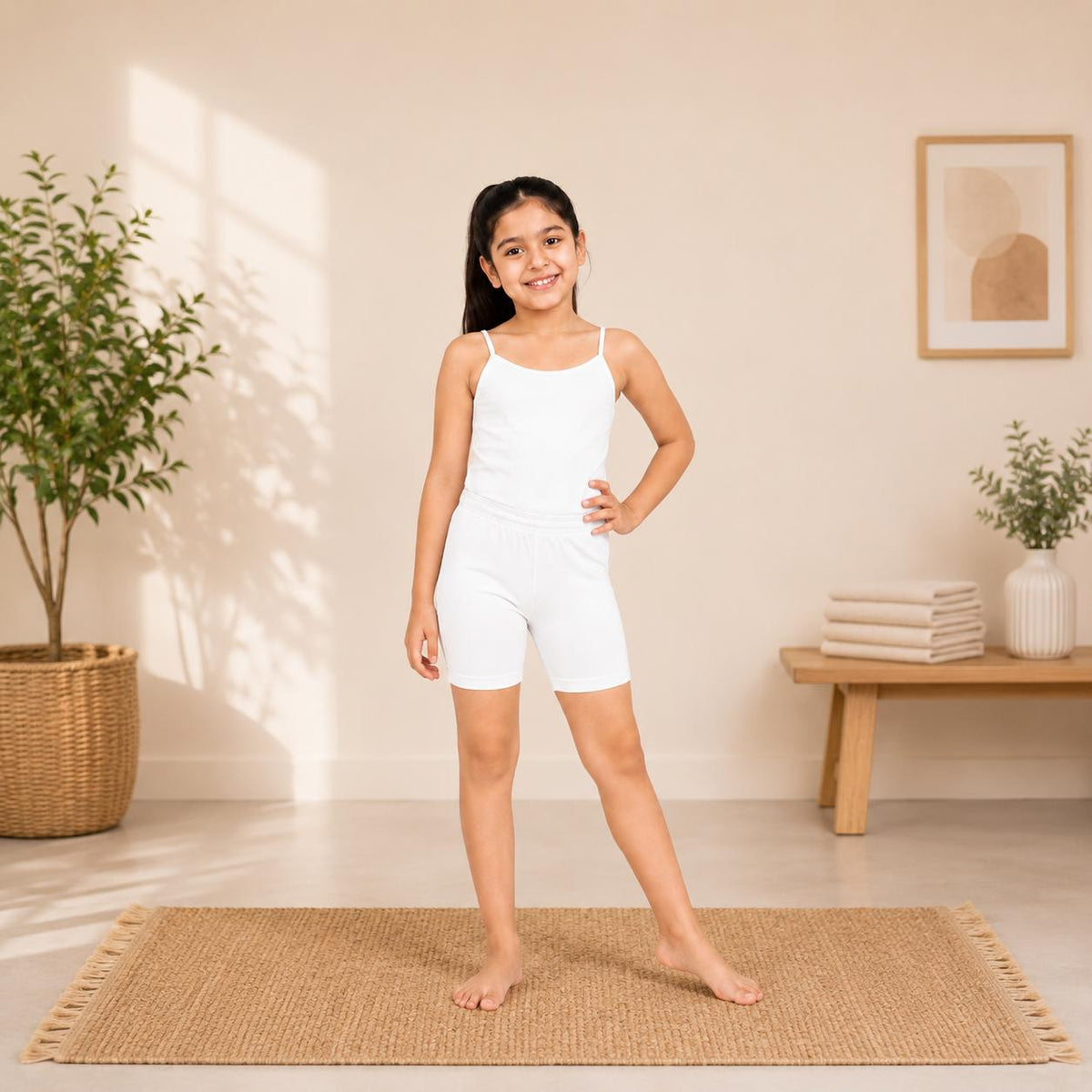White Girls Cotton Stretch Cycling Short – Renova