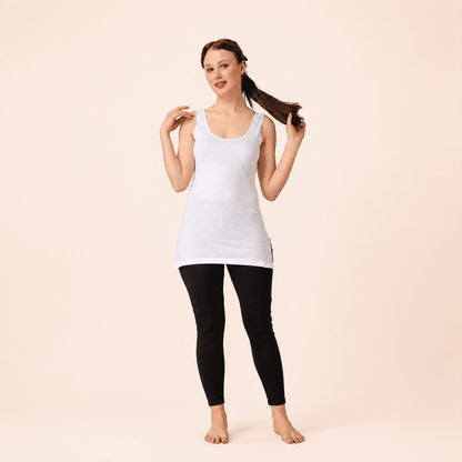 White Cotton Broad Strap Long Camisole – Renova