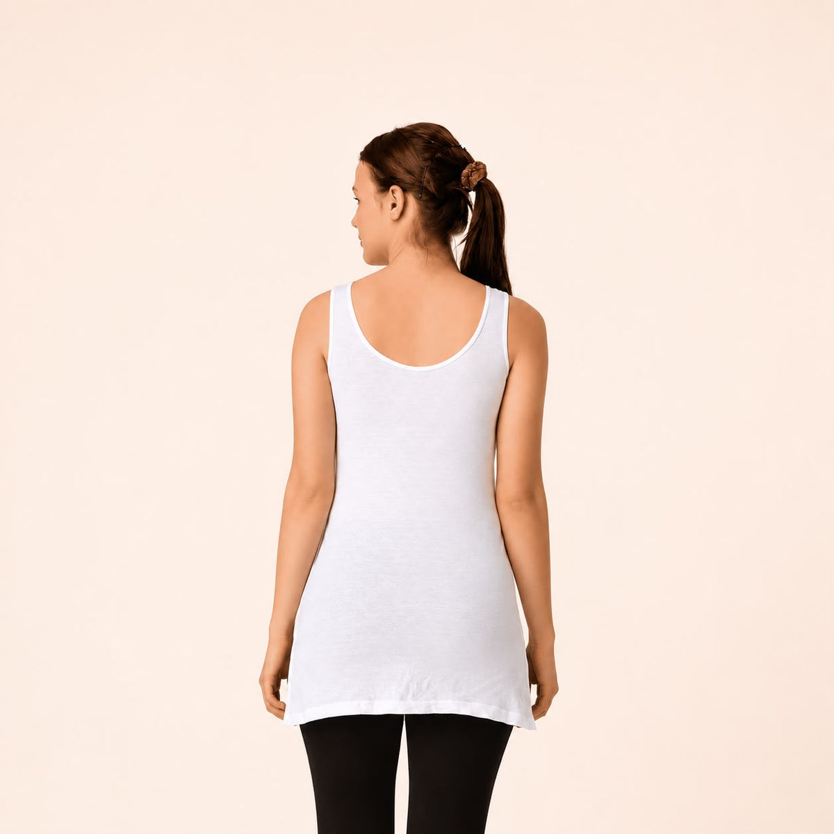 White Cotton Broad Strap Long Camisole – Renova