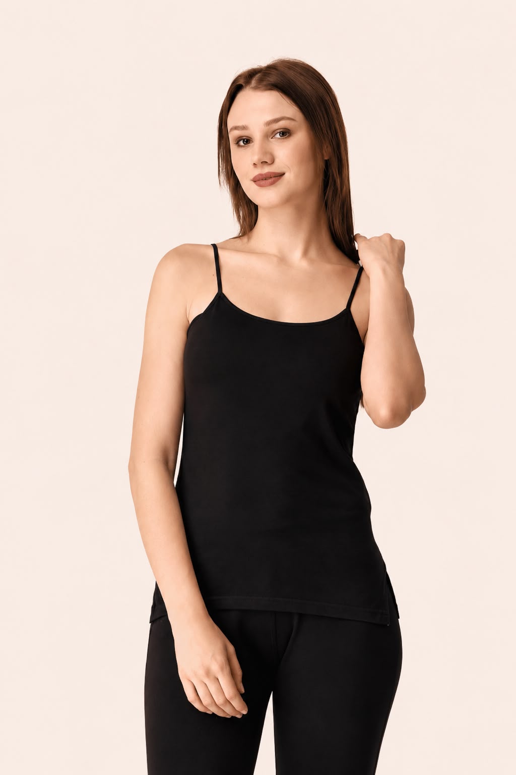 Black Cotton Thin Strap Camisole – Renova
