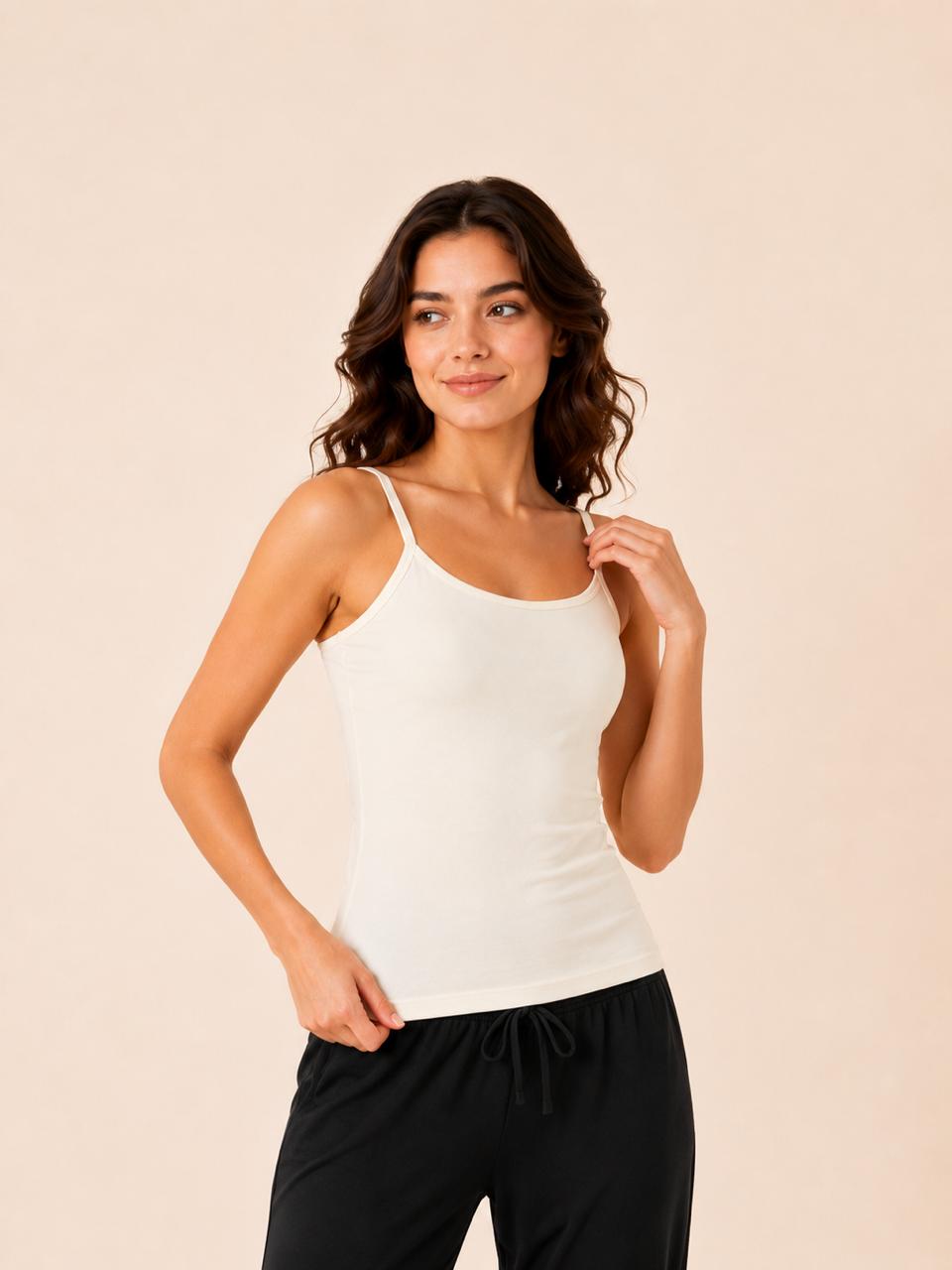 White Women's Double Layered Thin Strap Camisole – Renova