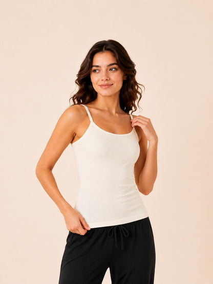White Women's Double Layered Adjustable Strap Camisole – Renova