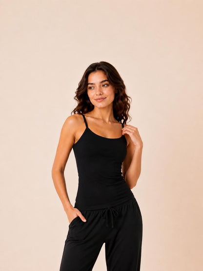 Black Women's Double Layered Thin Strap Camisole – Renova