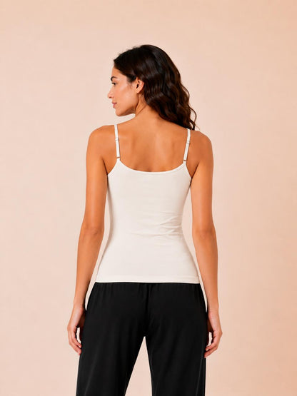 White Women's Double Layered Adjustable Strap Camisole – Renova