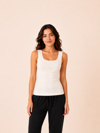 White Women's Double Layered Broad Strap Camisole – Renova