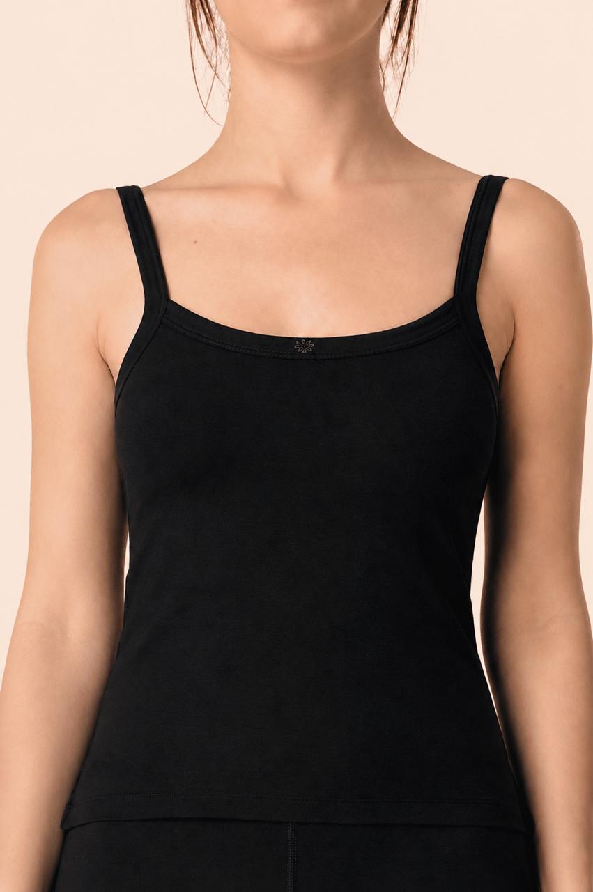 Black Cotton Broad Strap Camisole – Renova