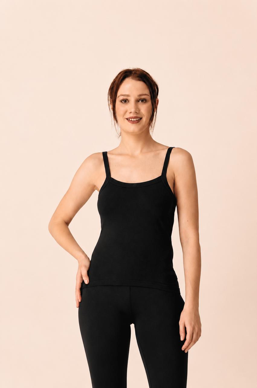 Black Cotton Broad Strap Camisole – Renova