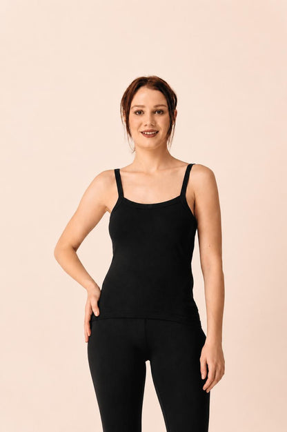 Black Cotton Broad Strap Camisole – Renova