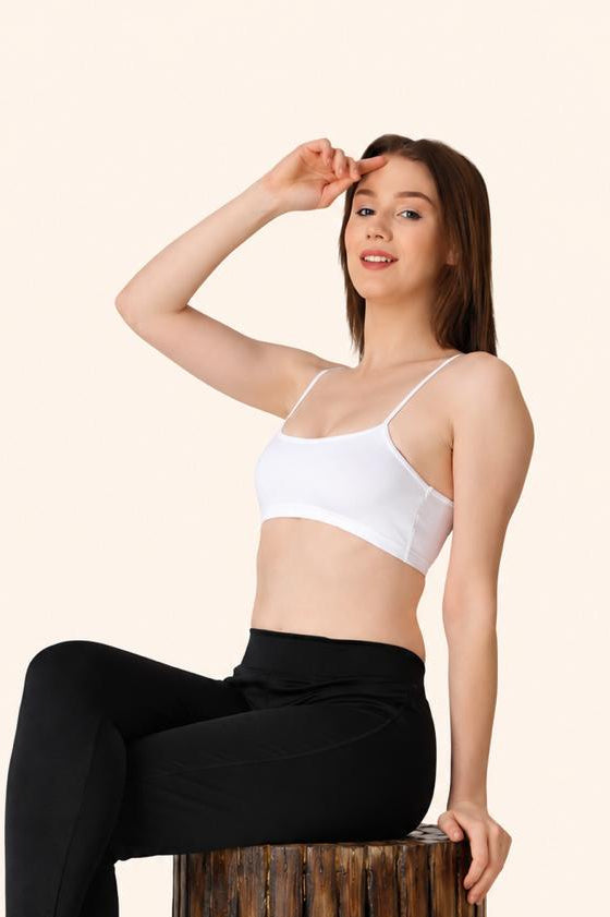 White Thin Strap Stretch Cotton Crop Top – Renova