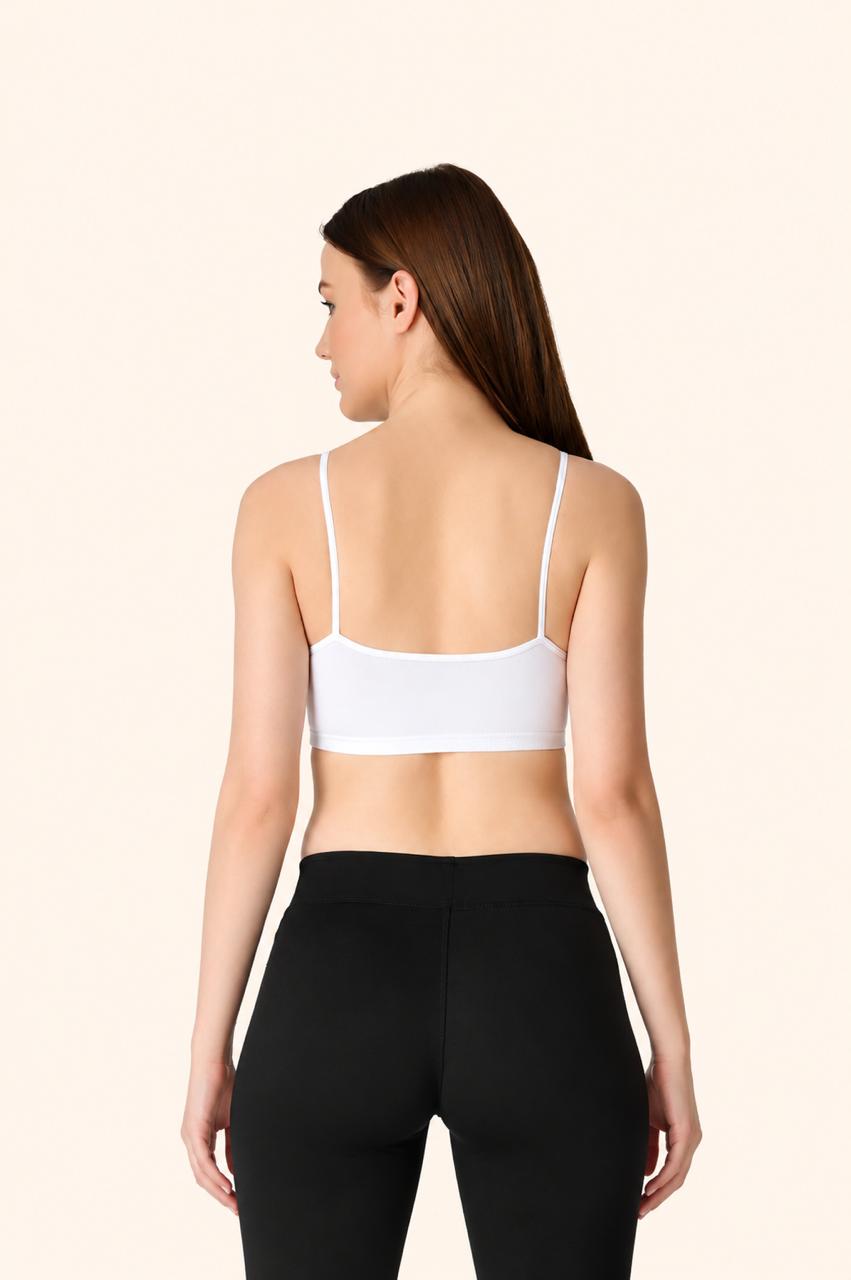 White Thin Strap Stretch Cotton Crop Top – Renova
