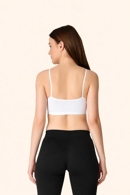 White Thin Strap Stretch Cotton Crop Top – Renova