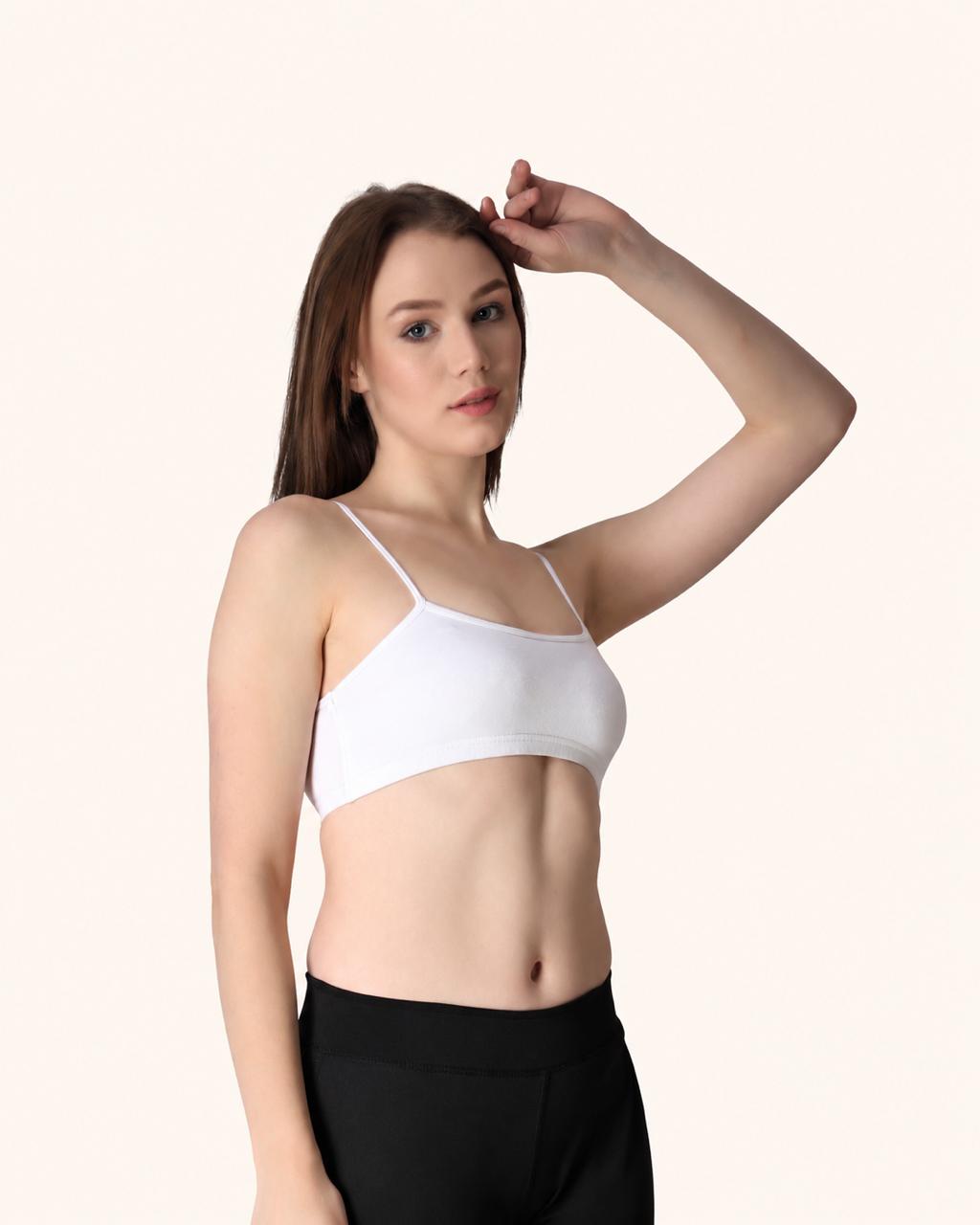 White Thin Strap Stretch Cotton Crop Top – Renova