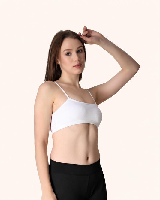 White Thin Strap Stretch Cotton Crop Top – Renova