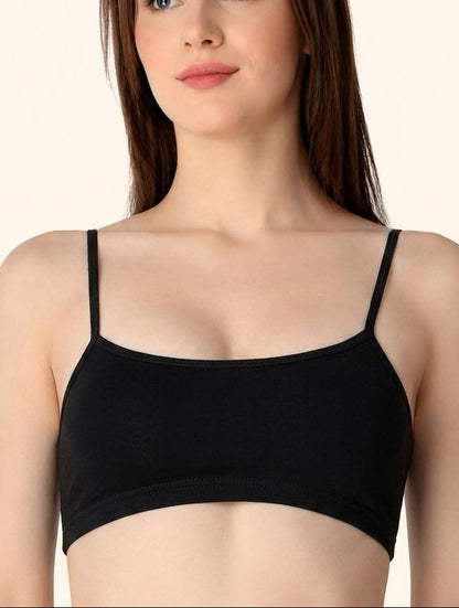 Black Thin Strap Stretch Cotton Crop Top – Renova