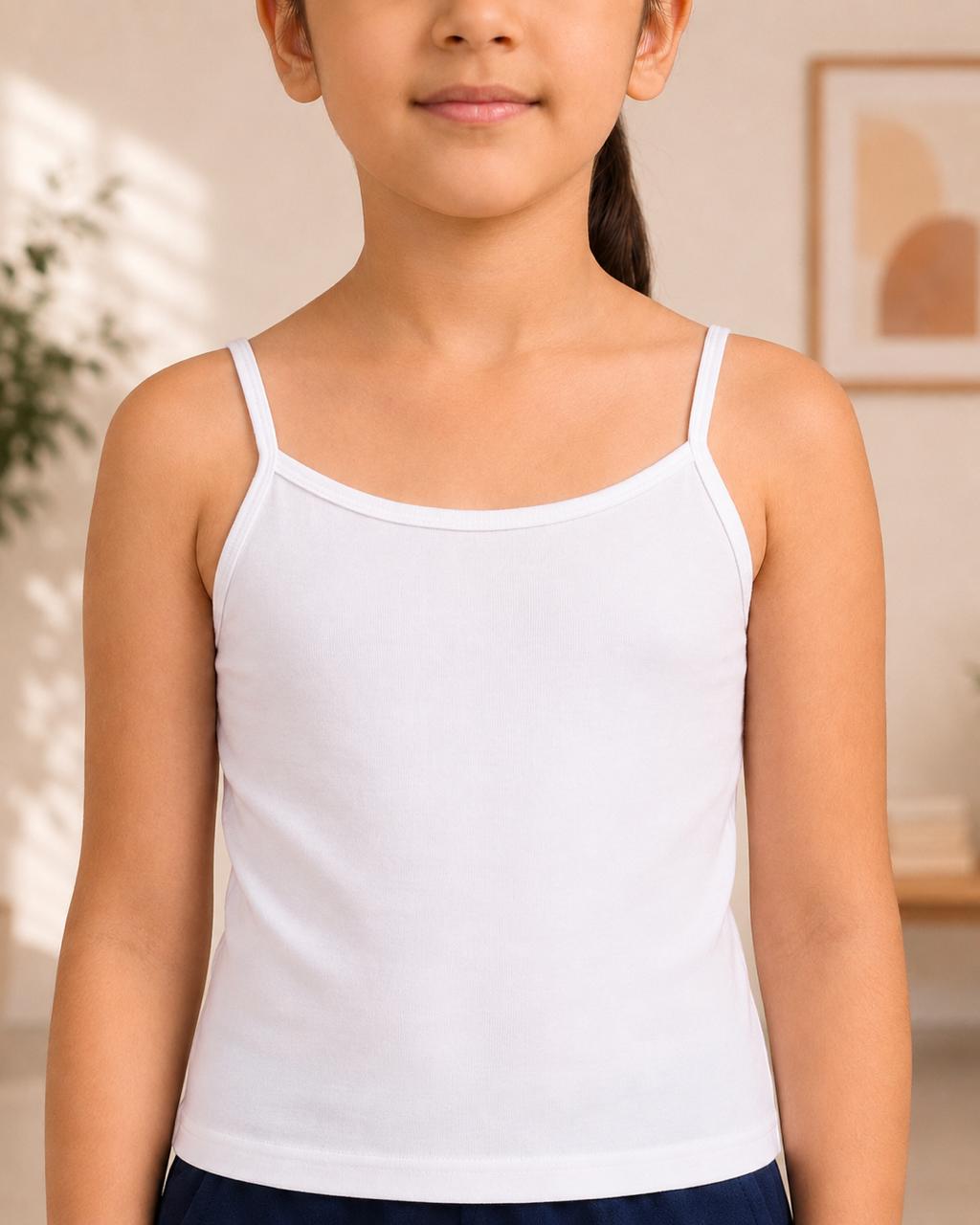 White Pure Cotton Thin Strap Vest for Girls – Renova