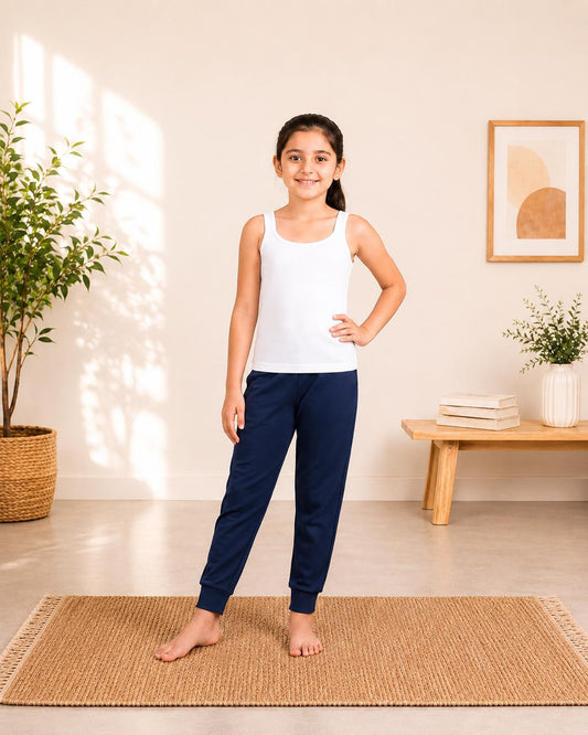 White Pure Cotton Broad Strap Vest for Girls – Renova