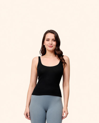 Black Cotton Spandex Rib Tank Top – Renova