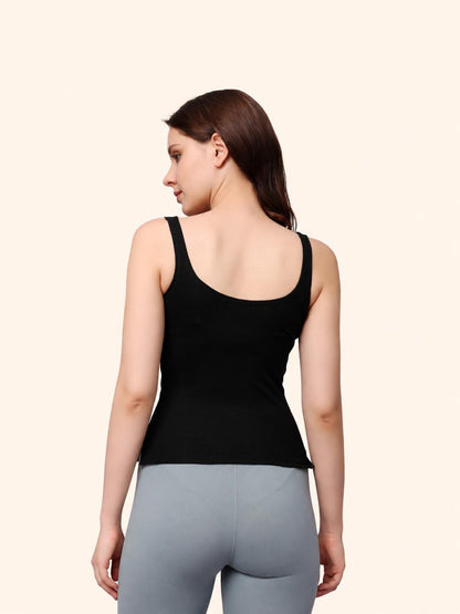 Black Cotton Spandex Rib Tank Top – Renova
