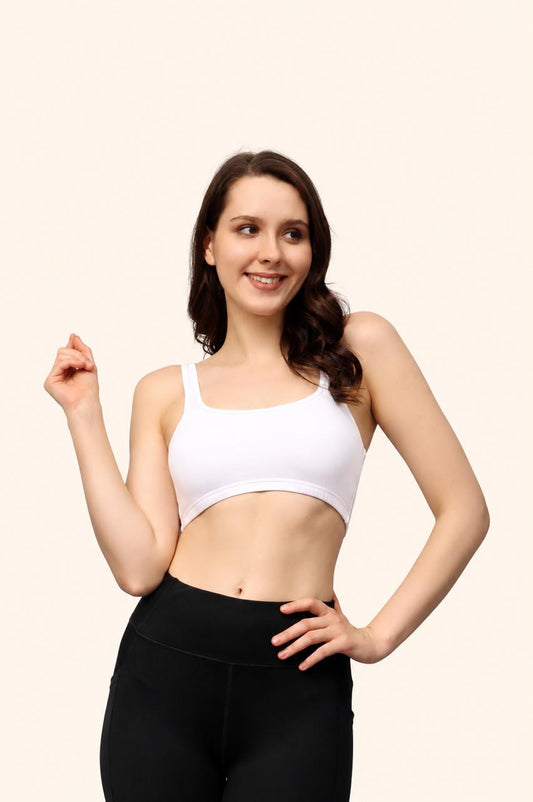 White Broad Strap Crop Top Stretch Cotton – Renova