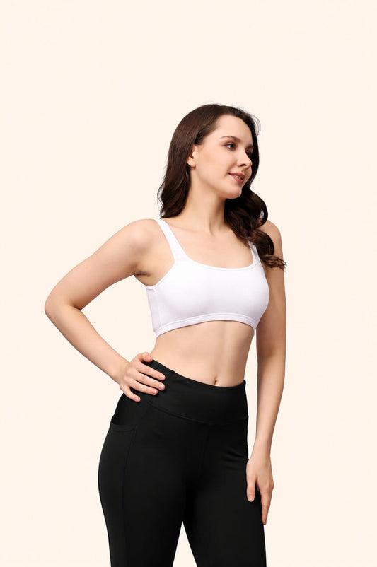 White Broad Strap Crop Top Stretch Cotton – Renova
