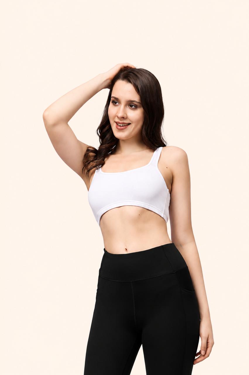 White Broad Strap Crop Top Stretch Cotton – Renova